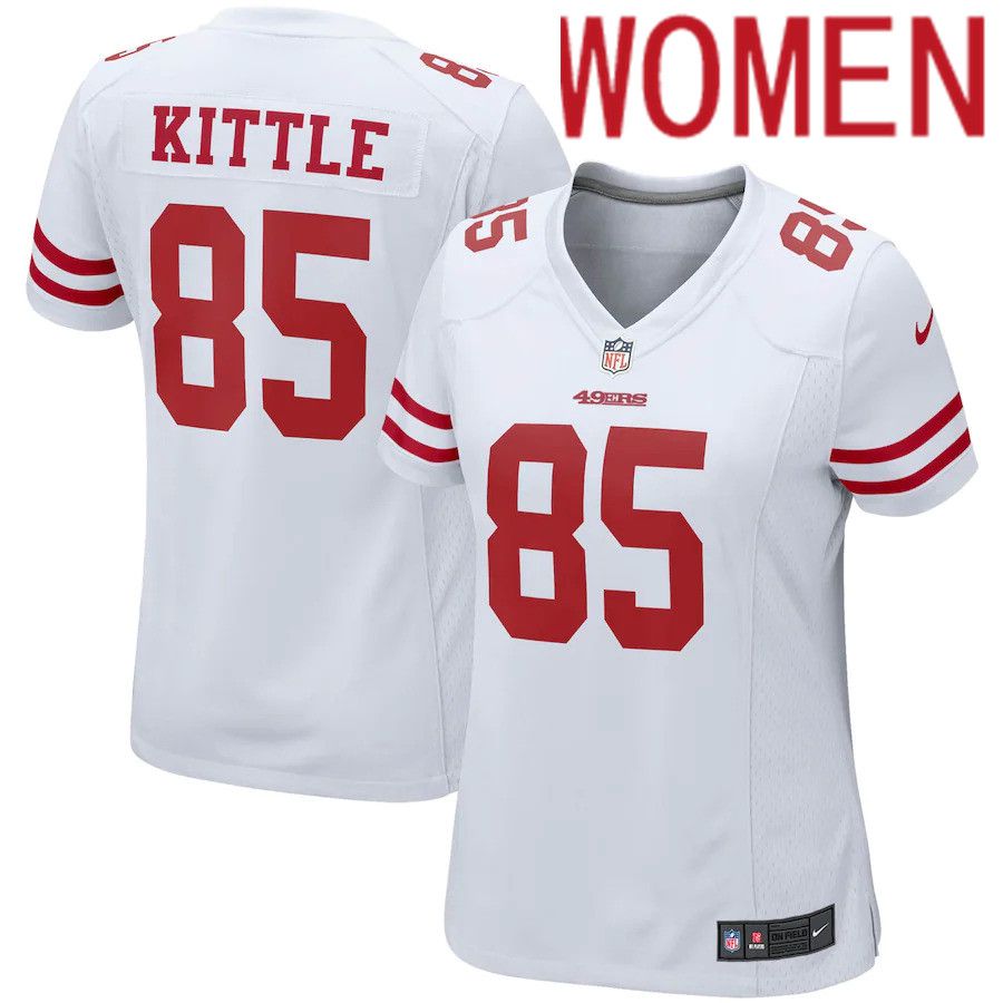 Women San Francisco 49ers #85 George Kittle Nike White Game NFL Jersey->women nfl jersey->Women Jersey